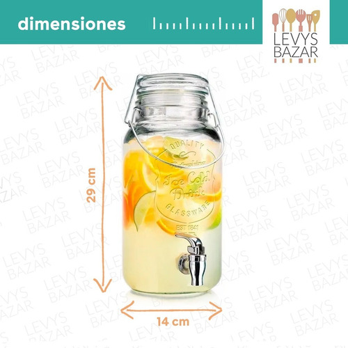 Imagen 4 de 10 de Frasco Dispenser Grifo Con Canilla 3,6l Cierre Hermetico De Vidrio Bebidas Jugos Fiestas Moderno