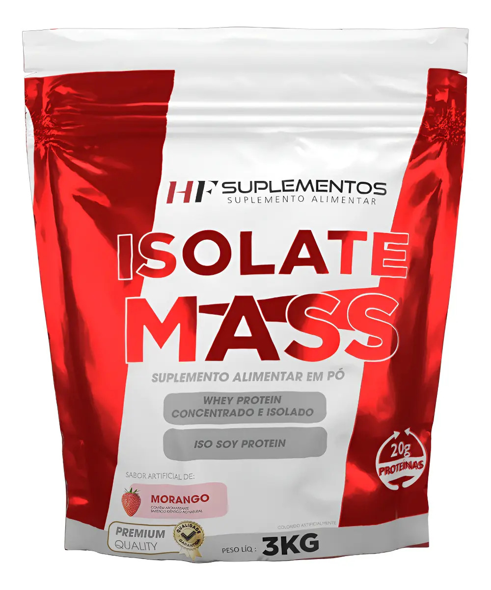 Hipercalorico Isolate Mass 3kg Morango Hf Suplementos