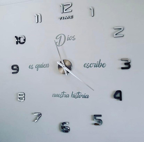 Reloj De Pared 3d Tamaño Grande 100 X 100 +frase En Vinilo 