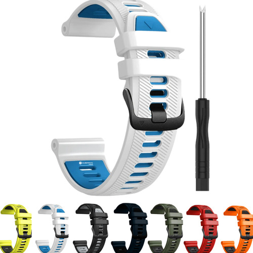 Pulseira 22mm para Garmin Forerunner 965 955 945 935 cor branco com azul