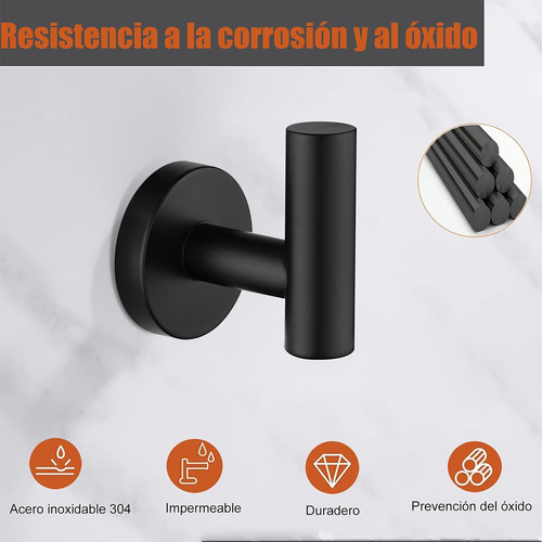 4pcs Acero Inoxidable Gancho Para Pared,7cdxd 304 Ganchos Para Percheros Y Toalla,accesorios De Baño Set,para Dormitorio,cocina,sala De Estar,garaje,aseo Ganchos De Pared,el Baño O La Oficina,negro