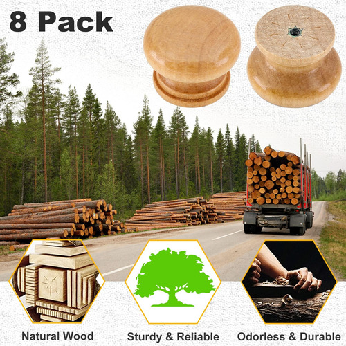 Luomorgo 8 Pcs Nibas De Tocador De Madera Natural, Perillas