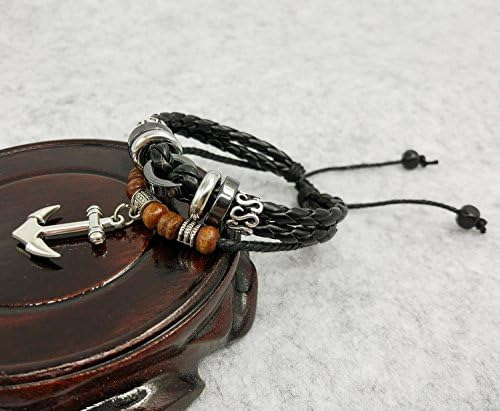 Suyi Pulsera Trenzada Tejida De Cuero Ajustable Multicapa Pu