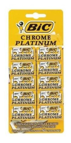 Lâmina Bic Chrome Platinum 1 Cartela Com 50 Unidades