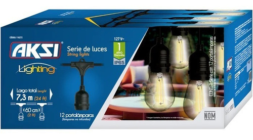 Guirnalda De Luces 7.5mtrs Con 12 Bombillos Intemperie
