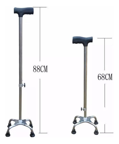 Bastón Muleta Ajustable 4 Patas Mango Acero Inoxidable
