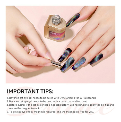 Bevimee Rainbow Cat Eye Gel Nail Esmalte 12 Ml Silver Glitte