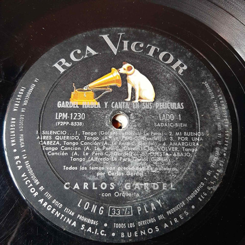 Sin Tapa Disco Carlos Gardel Habla Canta En Sus Peliculas T0