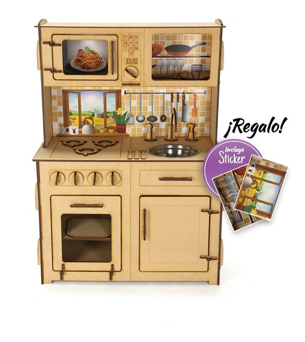 Imagen 1 de 8 de Cocina Infantil Para Niños Chicos Mdf Cocinita De Juguete