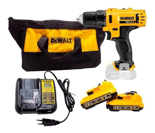 Furadeira e Parafusadeira 10mm Dewalt, Modelo DCD710D2-BR, Furadeira sem Fio com Bolsa Dewalt, 2 Baterias 12V, 1 Carregador, Bivolt