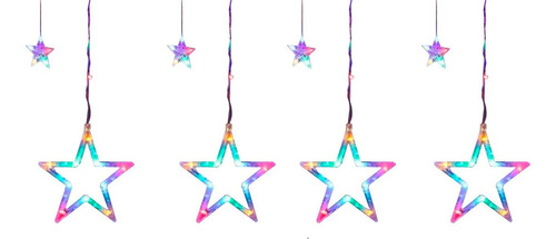 7 Pz Cascada Navideña De Estrellas Elige Color 138led 3m Luces Estrellas Multicolor