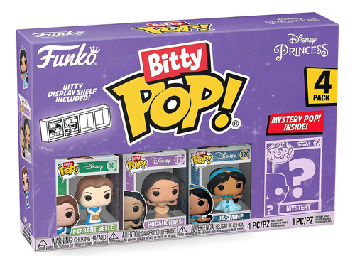 ¡Funko Bitty Pop! Disney Belle Pocahontas Jasmine + Surprise