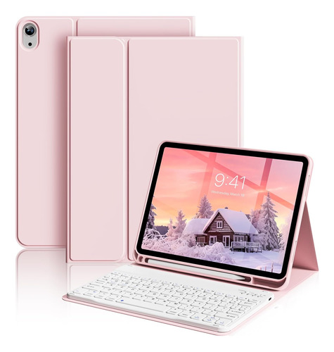Funda Con Teclado Aoub / Para iPad Air 10.9 / Baby Pink