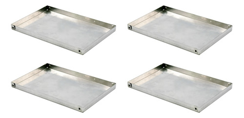 Set X 4 Placa De Aluminio Bandeja  Reforzada 25 X 35 X 2 Cm