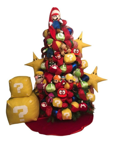 Mario Bros Mod 21 Decoracion Pino Navideño 23 Piezas