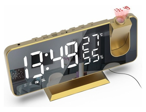 Espejo Led Despertador Proyector Mesa Digital Alarma De Tech