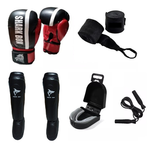 Kit Kick Boxing,mma, Guante Profesionales+tibial+venda+bucal