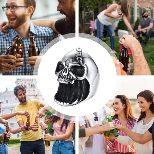 Anillo De Calavera Con Abridor De Botellas De Cerveza Para H
