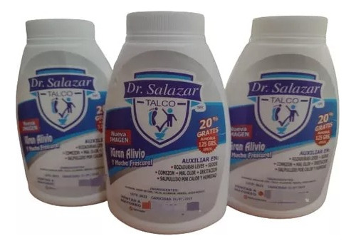 5 Pzas De Talco Dr Salazar El Original Para Salpullido 125g