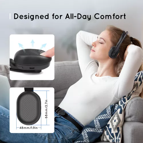 Auriculares Bluetooth para PC, auriculares inalámbricos para computadora  con micrófono de cancelación de ruido ambiental alimentado por IA y dongle