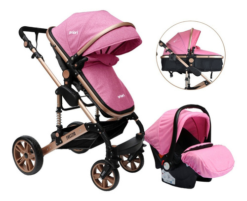 Coche Bebe Frezzio Travel System 4 En 1 Priori Color Rosa Color del chasis Negro