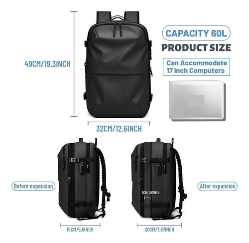Mochila De Viaje Antirrobo De Compresión Al Vacío.
