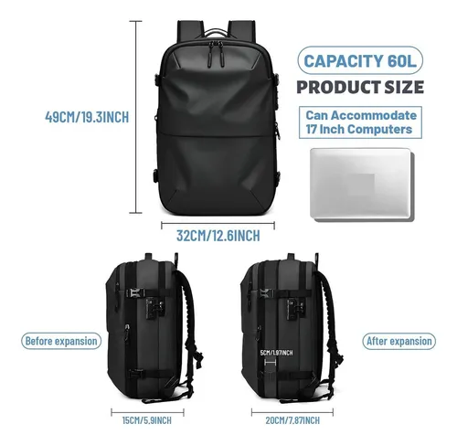 Mochila De Viaje Antirrobo De Compresión Al Vacío.