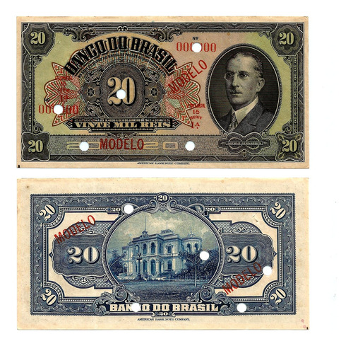 Rc1742 Brasil 1923 R197m 20 Mil Réis Banco Do Brasil Modelo