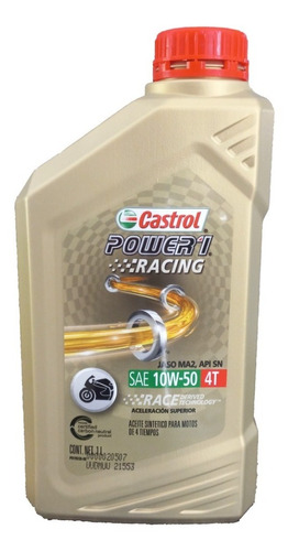 Aceite Castrol 10w50 Power 1 Racing 4t Moto Sintetico 1 L