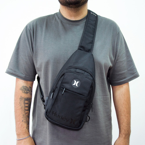 Bolsa Shoulder Bag Masculina Hurley Preto Poliéster Desenho Do Tecido Liso