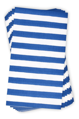 Paquete De 100 Servilletas De Papel Desechables A Rayas Azul