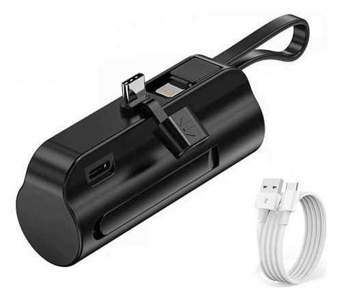 Power Bank Mini 5000 Mah Saiviek Dx121 Batería Portátil Salida Tipo C/ Lightning Con 1 Cable Pila Cargador