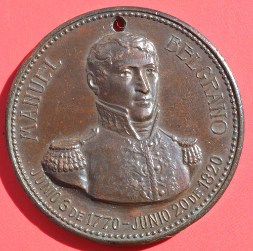 Antigua Medalla Mausoleo Gral. Manuel Belgrano 1903