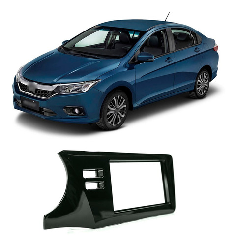 Moldura Painel 2din Honda City 2015 A 2021 Black Piano