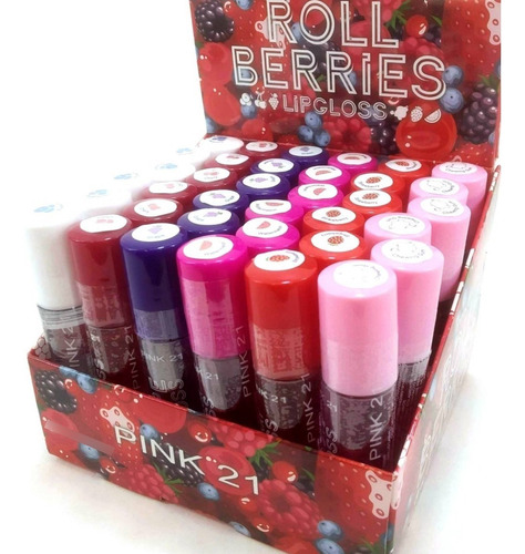 Brillo Labial Roll On A Bolilla Berries 36 Unidades Pink 21