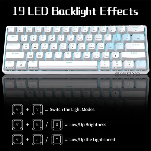 Teclado Mecánico Dierya Dk61se, Led, Usb-c, 60 %, Blanco