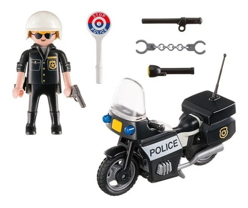Imagen 2 de 4 de Playmobil 5648 Valija Maletin Policia Con Moto Original Edu