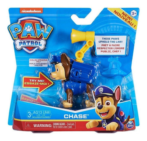 Imagen 1 de 3 de Paw Patrol Figura Articulada C/frases Chase Sky Rubble Rocky Elije Al Personaje : Chase