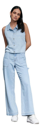 Jeans Rectos Casual Atmosphere Dnm Amet Bleach Mujer