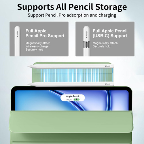 Funda Magnética Aoub Para Ipad Air 11 M3 M2 2024 2025 Verde Matcha