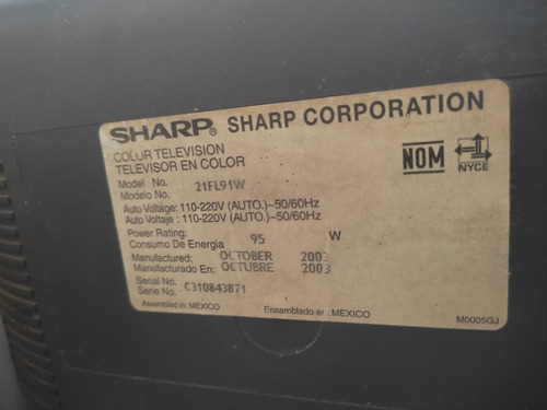 Imagen 9 de 10 de Televisor Sharp Xflat Pantalla Plana 21' Contol Remoto Base