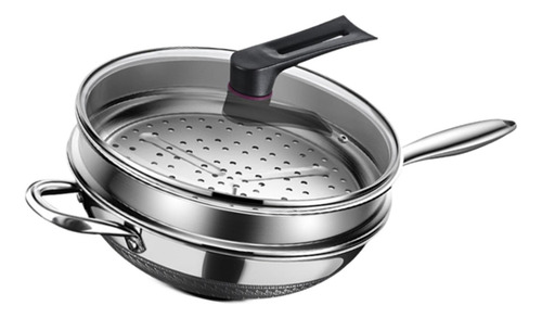 Juego De Sartén Wok De Acero Inoxidable Con Inserto De 34cm