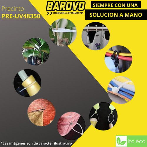 Imagen 4 de 9 de Precinto Plastico Prensacable 4,8 X 350 Mm X 100 Unidades