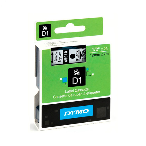 Fita Para Rotulador Dymo D1 12mm X 7m Preta/transparente