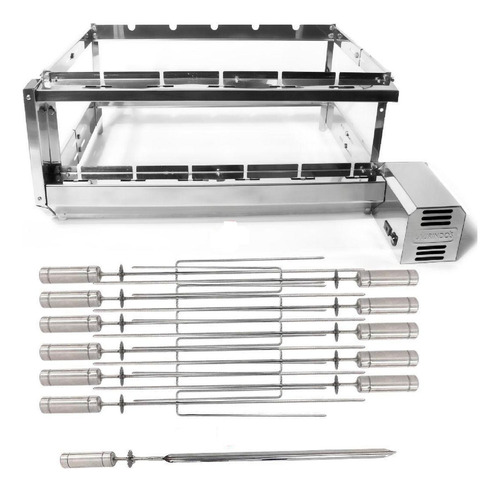 Grill Giratório 11 Espetos Inox 55cm Profundidade - Direito Cor Cinza 127V/220V