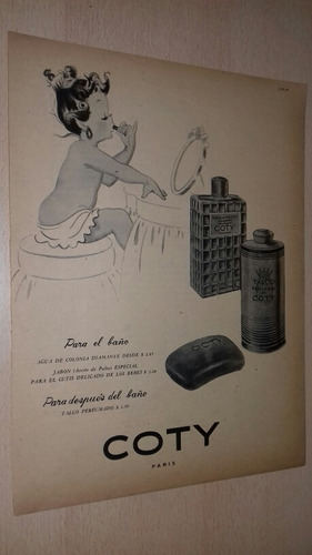 P183 Clipping Publicidad Jabon Talco Perfume Coty Año 1946