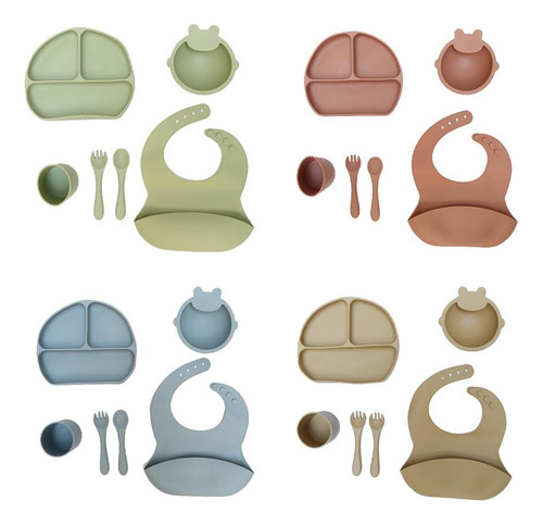 Set Utensilios Comida Silicon Para Bebe Entrenador Chupon