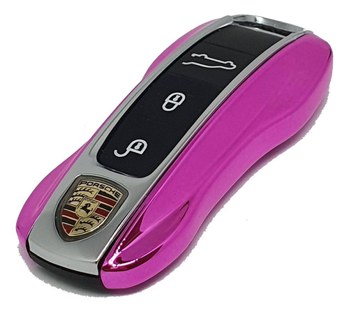 Case Chave Porsche Lat Rosa Metálico Panamera 911 Taycan