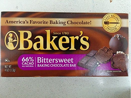 Hornear De Baker Bittersweet Chocolate Bar, 4 Oz (paquete De