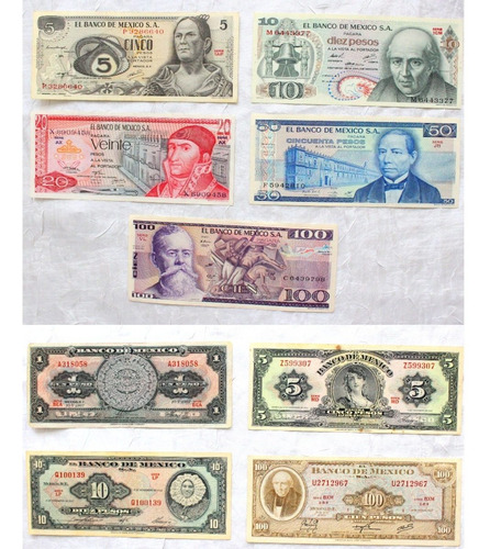 Billetes Antiguos Mexicanos Familia Aa 1961 A 1982 Banco Mex